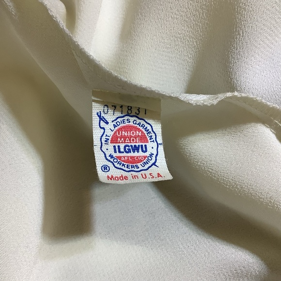 Vintage White Ruffle Dress Blue Trim ILGWU Tag Adolph Schuman for Lilli Ann 70s - Picture 7 of 11